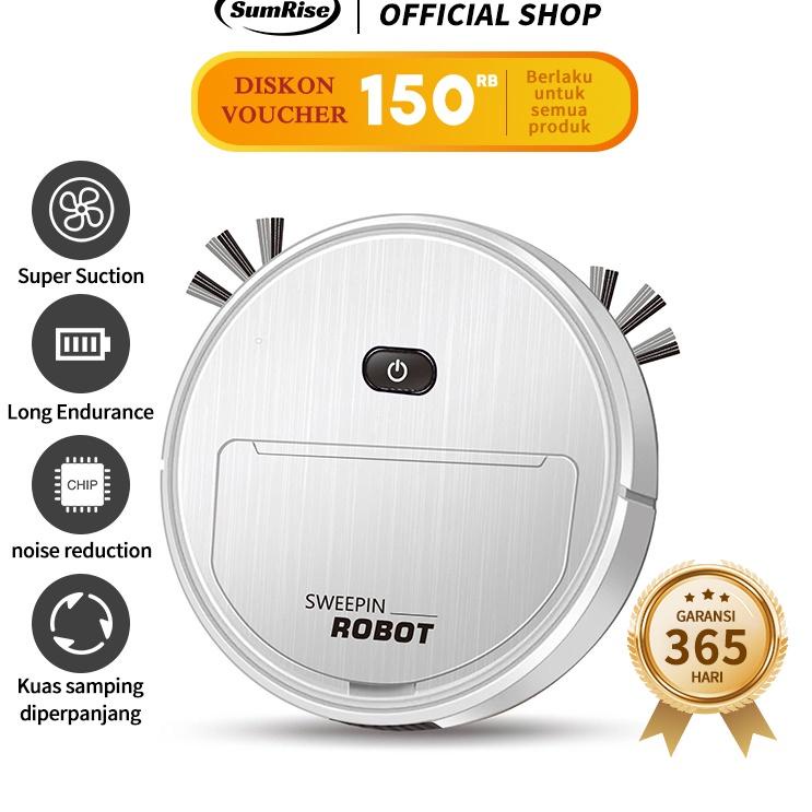 ▲ SumRise Robot Vacum/Robot Cleaner/Vacuum Cleaner Penyedot Debu - Black/White ✫