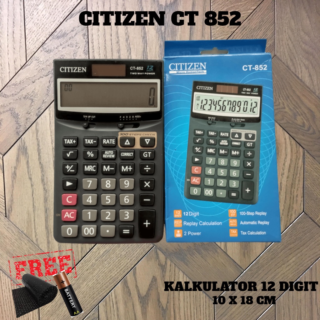 

Kalkulator Besar Dagang Kantor Display 12 Digit Auto Replay 100 Steps Duble Power 10 x18cm CT 852