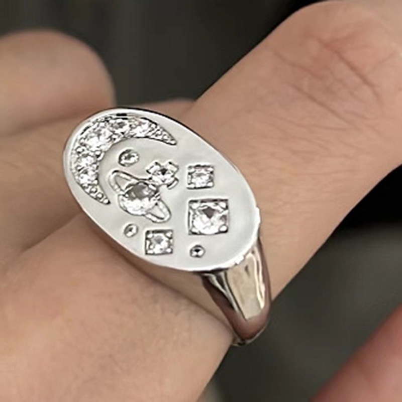 Fashion Cincin Pembukaan Semesta Geometris Kristal Hollow Out Untuk Wanita