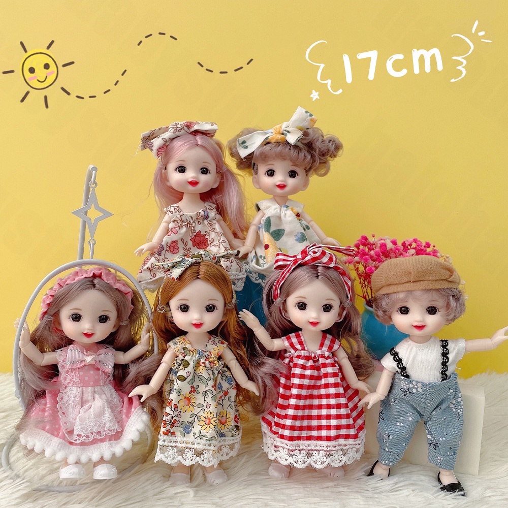 Halobaby Mainan anak perempuan Boneka 17cm doll princess dress up/BJD doll Cute DIY