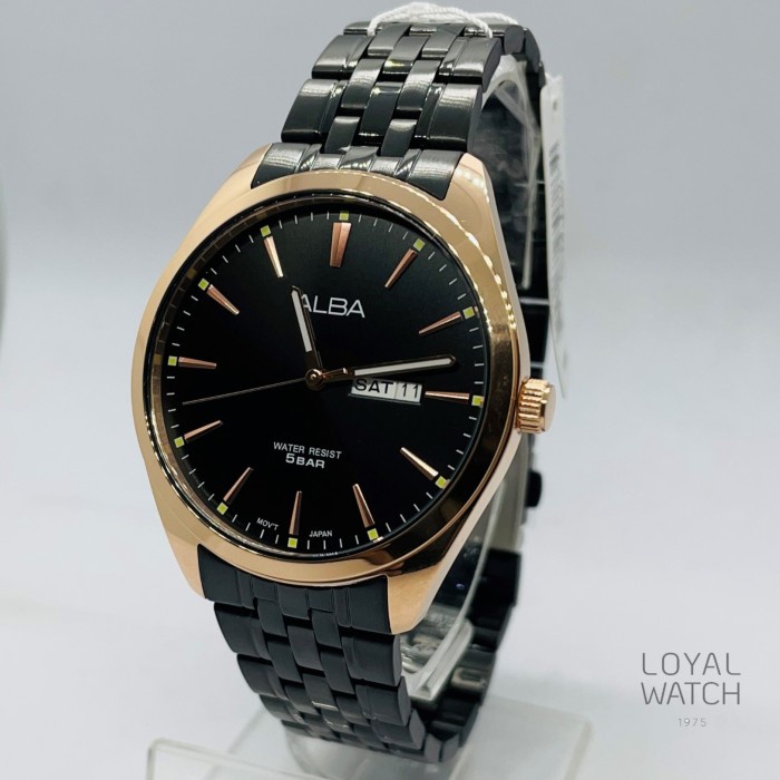Jam Tangan Alba Pria AJ6176 RoseGold Hitam Original Garansi Resmi