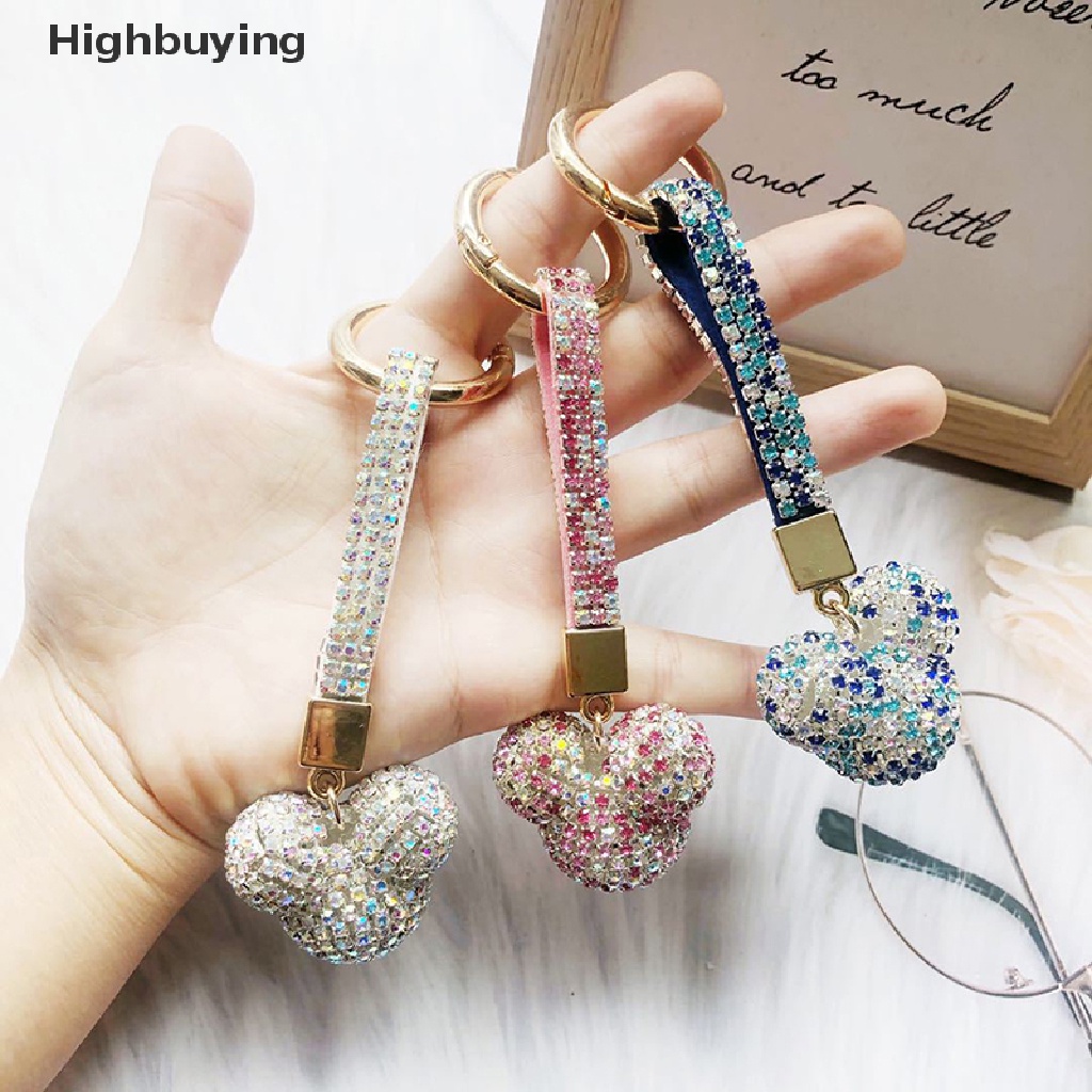 Hbid Fancy Kualitas Tinggi Mickey Berlian Imitasi Gantungan Kunci Mobil Ransel Earphone Gantungan Kunci Tas Liontin Wanita Car Key Ring Glory