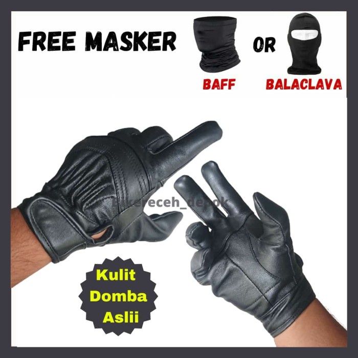 Sarung Tangan Asli Kulit Full Finger Domba Premium Free Masker