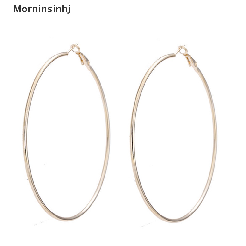 Mornin Anting Hoop Lingkaran Besar Oversize Sexy Lapis Emas Anting Geometris Untuk Wanita id