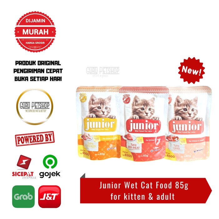 Junior Pouch 85g All Stage Makanan Basah Kucing Wet Cat Food