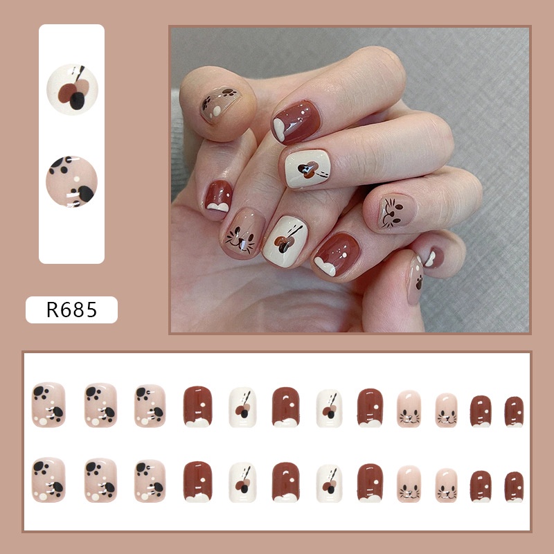 R681-R700 Full Cover Fake Nails Nail Art Tips False Nails 24 Pcs / box