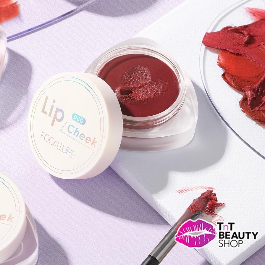 ➳ FOCALLURE Creamy Lip & Cheek Duo | Dual-use Lip Mud Lip clay & Velvet-hazy Matte Blush On - Makeup