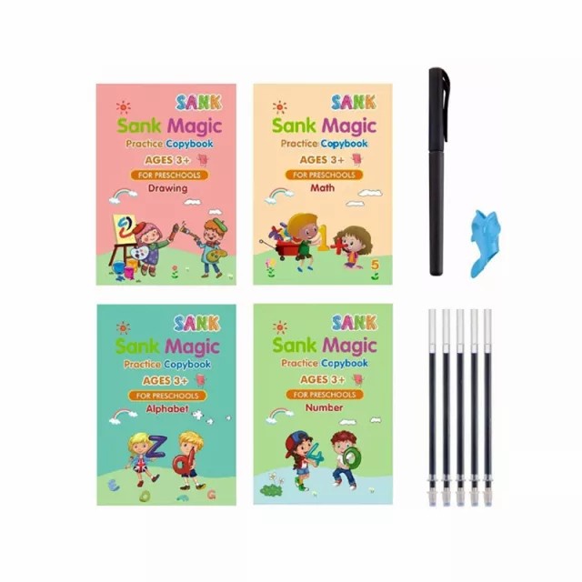 Buku Ajaib Sank Magic Book - Belajar Menulis Menggambar Menghitung Anak - 4 BUKU SET PEN