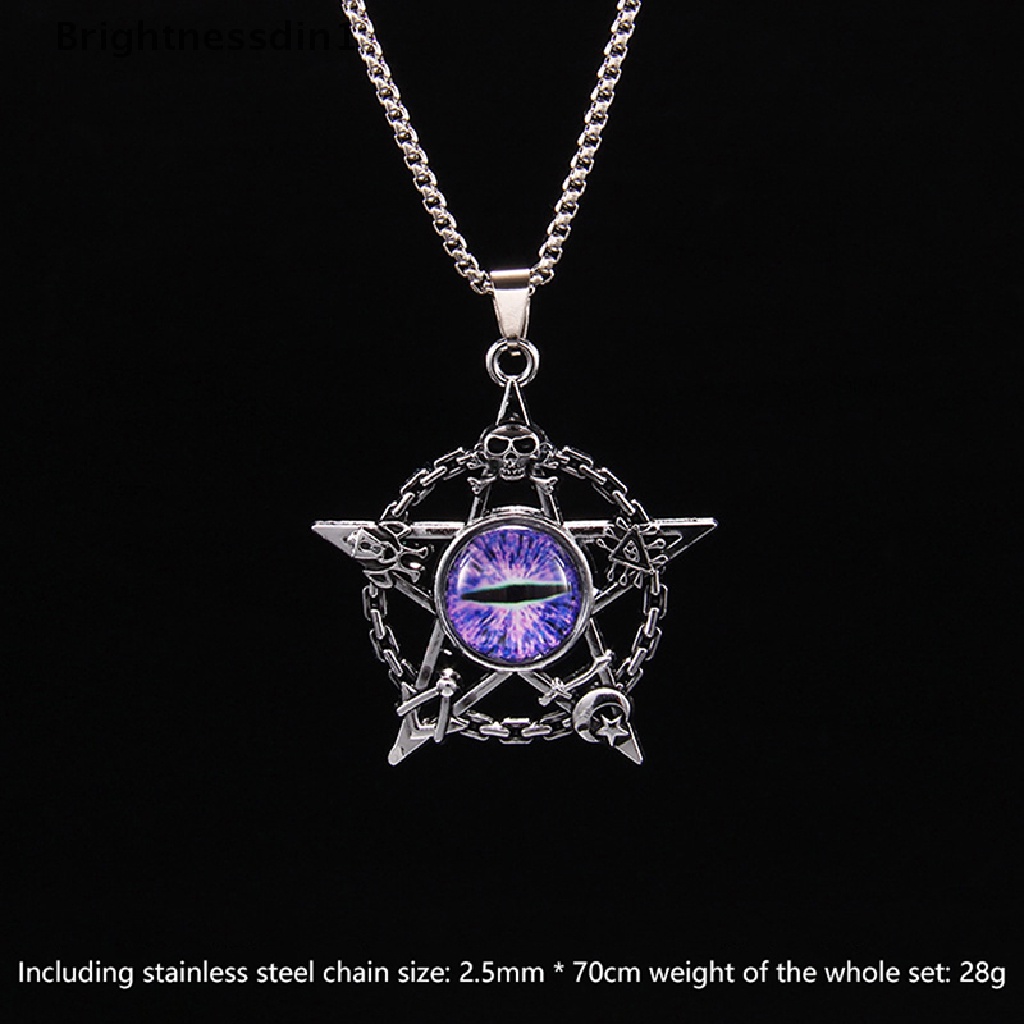 [Brightnessdin1] Retro Pentacle Devil's Eye Pendant Necklace Trend Hip-Punk Magic Skull Pendant Pria Dan Wanita Kalung Anti Karat Butik