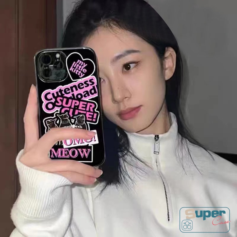 IPHONE Ins Trendy Stiker Label Casing Kompatibel Untuk Iphone11 14 12 13 Pro Max Xr7 8 Plus X XS Max SE 2020 Lembut TPU Silicon Glossy Halus Phone Case Cover