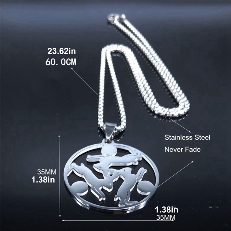 Tiga Kelinci Matahari Celtics Knot Triskele Triskelion Stainless Steel Kalung Warna Perak Kalung Perhiasan