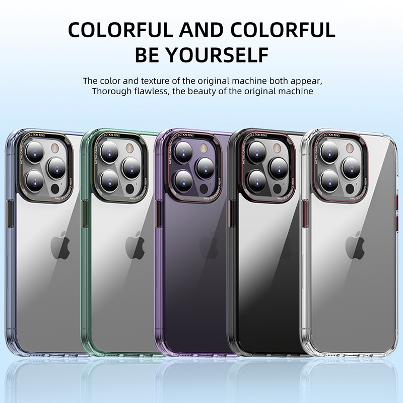 NEW !! For iPhone case （ 13 13 Pro 13 Pro Max 14 14 Pro 14 Pro Max high-quality Transparent housing aluminum alloy independent button+camera protection Mobile phone shell ）