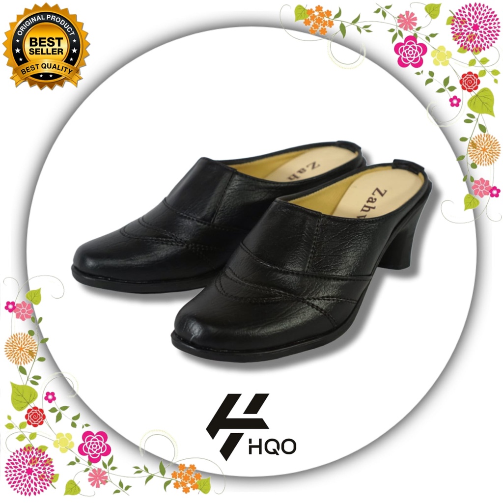 HQo Sepatu Selop Hitam Hak Tinggi Grace / Sepatu Pantofel Selop Wanita / Sepatu Wanita Formal / Sepatu Kerja Wanita / Sepatu Selop Formal / Selop Wanita Formal Hitam / Sepatu Wanita Selop / Sepatu Guru Wanita