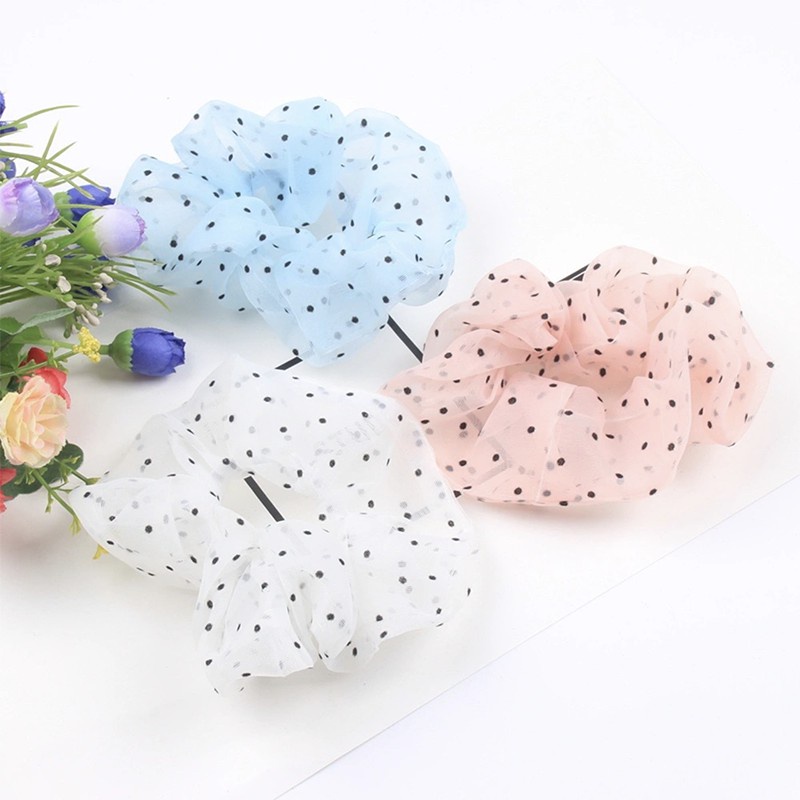 OVERFLOWS.ID IKAT RAMBUT SCRUNCHIE CEPOL MODEL SATIN POLOS POLKA KECIL POLKADOT ALA KOREA HA061