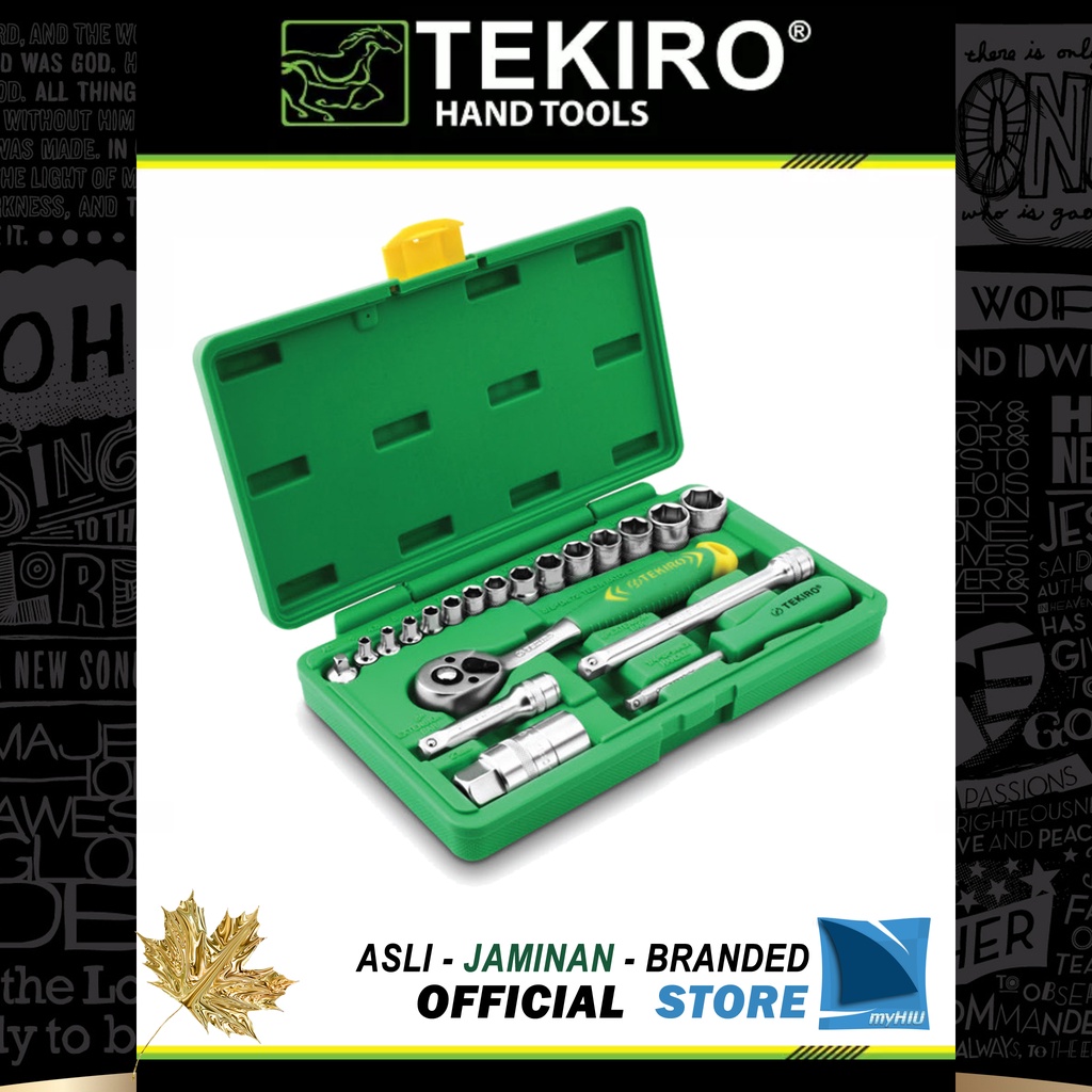 Kunci Set Soket Isi 21 pcs 1/4&quot; dan 3/8&quot; inch DR. 4 ~ 19 mm / Mata Socket Set + Gagang Sock TEKIRO