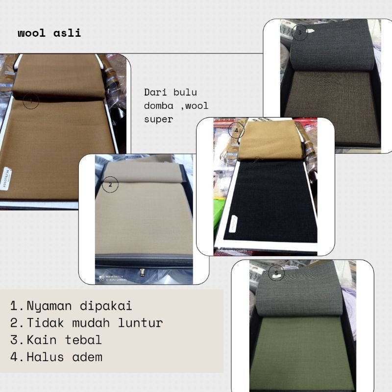 Kain wool asli pemda khaki seragam dinas psh asn setelan jas safari