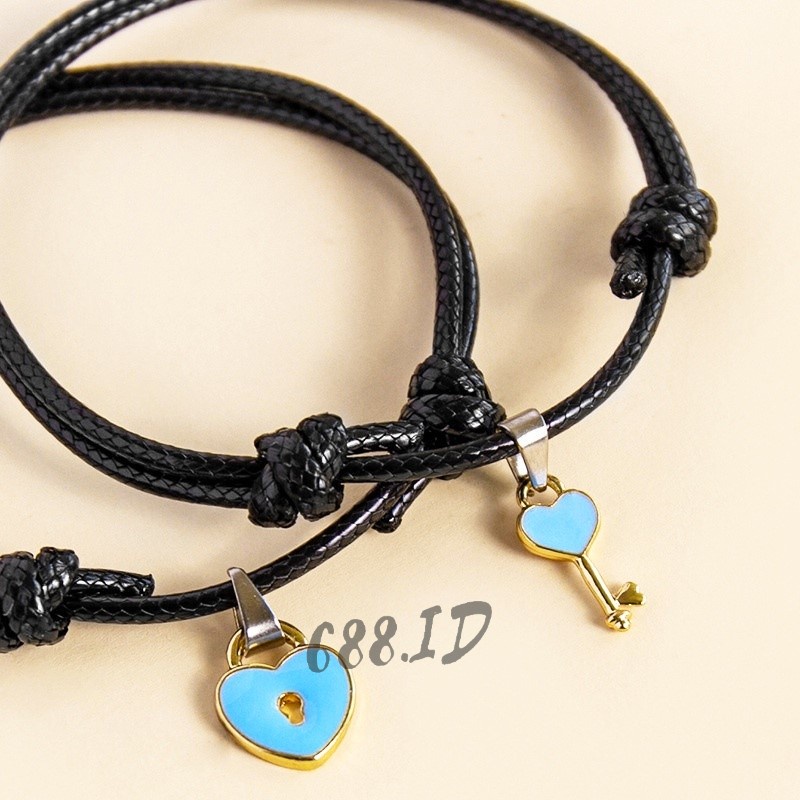 Gelang Couple 2 pcs Liontin Kunci Hati Bracelets Sahabat Pacar Bestie Kekinian GL 32