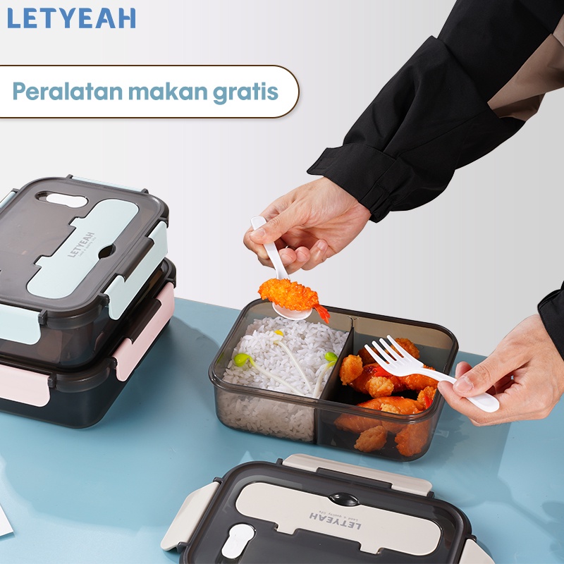 letyeah 1100ml Kotak bekal lunch box bento/tempat makan anak/kotak makan anti tumpah/BPA free