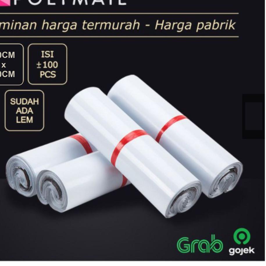 

IAN938 POLYMAILER ±100PCS 20x30CM PUTIH PREMIUM GLOSSY PLASTIK POLYMAILER WHITE |