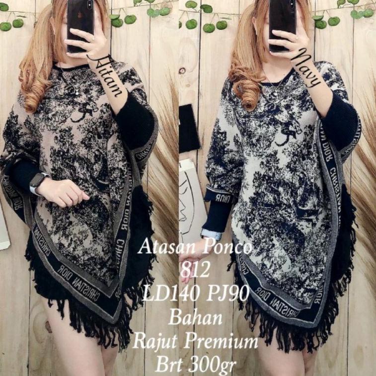 ♩ Atasan Rajut Ponco import Premium ♝