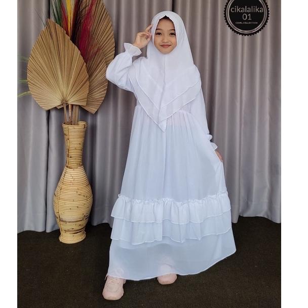 Paling Dicari GAMIS ANAK UMPAK S,M,L,XL,XXL TANGGUNG/ PUTIH CERUTY UMPAK FULL FURING