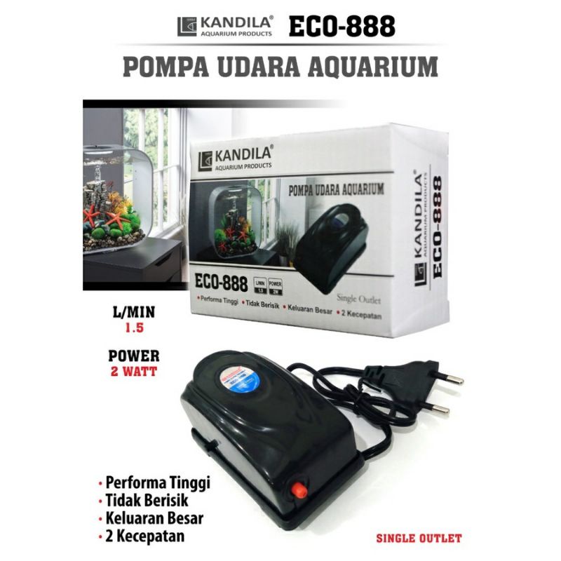 AERATOR KANDILA 1 LUBANG ECO 888 AIRPUMP POMPA UDARA AQUARIUM KOLAM