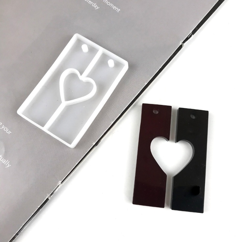 Siy DIY Perhiasan Casting Cetakan Valentines Silicone Mold Heart Resin Mold Keychain Pendant Silicone Mold Kristal Epoxy Mol