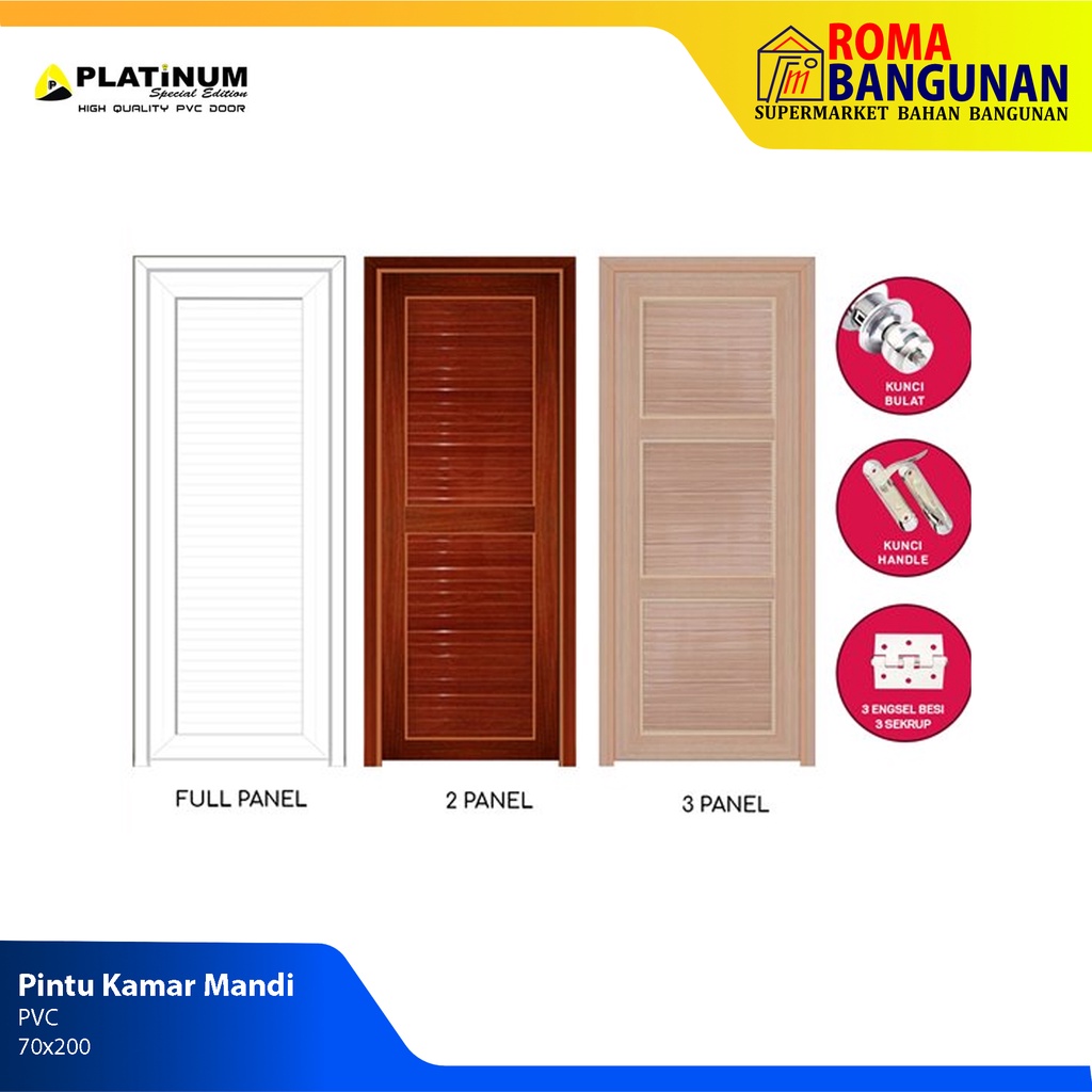 Platinum Pintu / Pintu SE Full Panel Coklat Panel Putih Buka Kanan Kiri - Putih Kanan