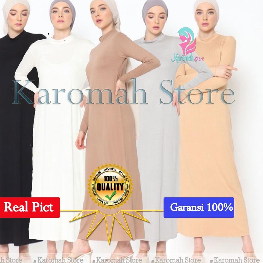 ✸ GAMIS MANSET INNER  Bahan Spandek Premium Polos Lengan Panjang Murah Dalaman Kaftan Hitam / Inner 