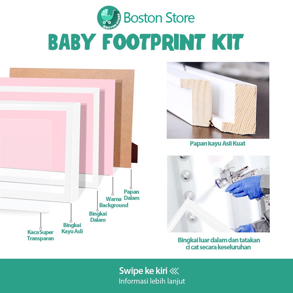 Bostonstore Cetakan Kaki / Cetakan Kaki Tangan Bayi / Cetakan Kaki / Cetakan Kaki dan Tangan Bayi / Baby Foot Print Hadiah Ulang Tahun Kenangan Bayi / Cetakan Kaki dan Tangan Bayi + Frame Classic / Set Cetakan Baby Foot Print Bingkai Foto Kaki Tangan Bayi
