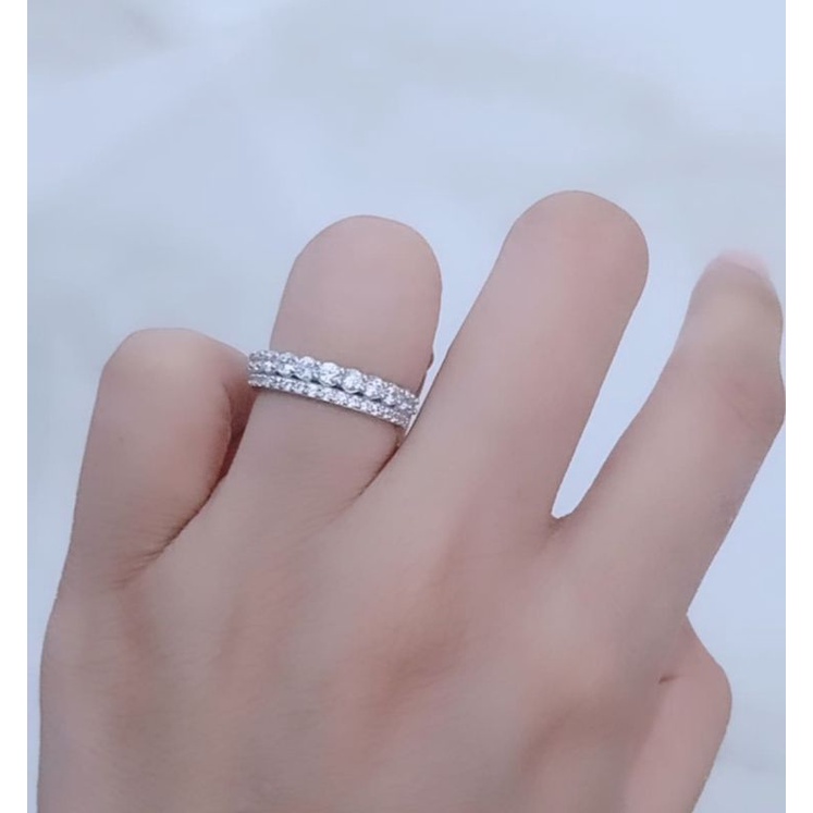 Cincin listring 2baris mp gradasi kecil besar / cincin perak asli silver 925 lapis emas/ cincin fashion wanita terbaru