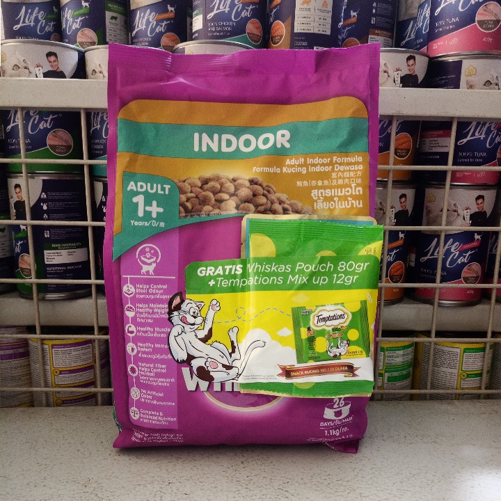 Makanan Kucing Whiskas Adult Indoor Kemasan 1,1KG