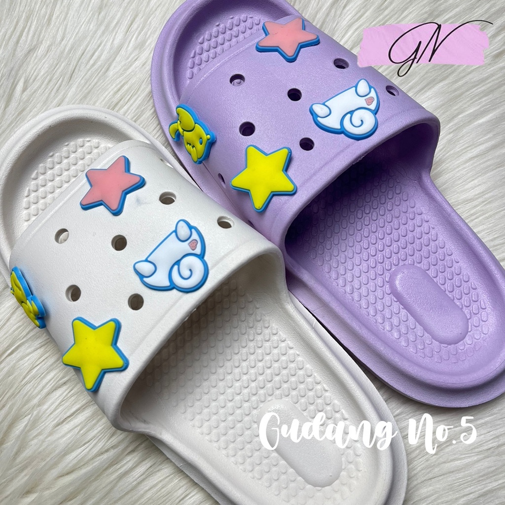 GN-2355 Sandal Jelly Karet Wanita Sandal Slip Import Yesplus Motif Cartoon Terbaru