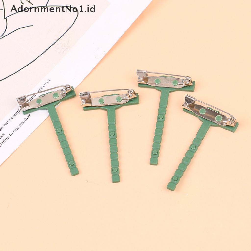 [AdornmentNo1] 100pcs Bros Berbentuk T Batang Plastik Pin Bros Segitiga Pernikahan Bahan Korsase [ID]