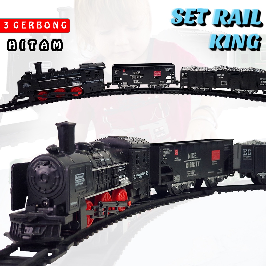 Mainan Anak Kereta Api Set/ Train Track Set Rail King/ Mainan Kereta Api 3 Gerbong