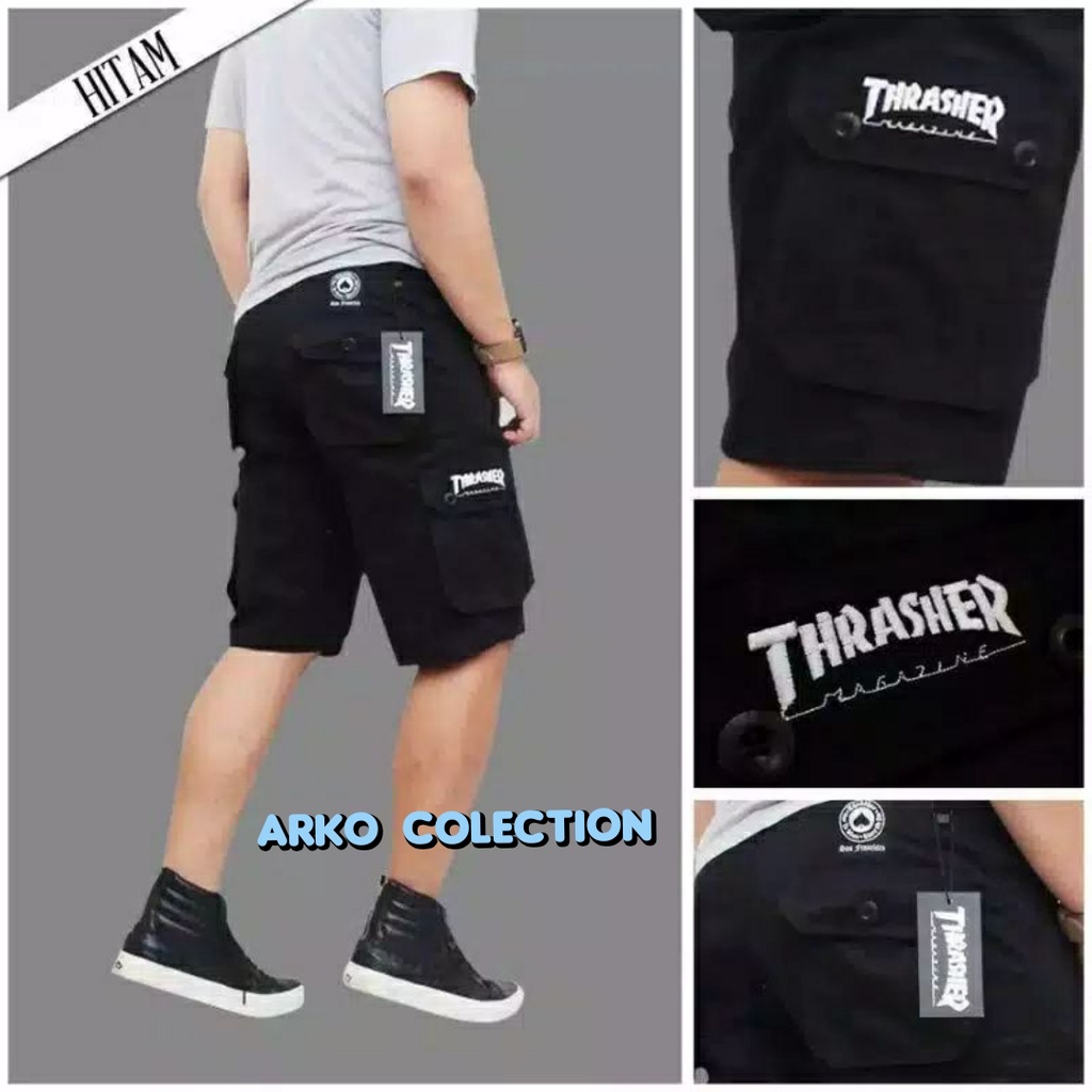 YANG TERMURAH Celana Cargo pendek pria thrasher 27-38 celana kimpul pendek thrasher original