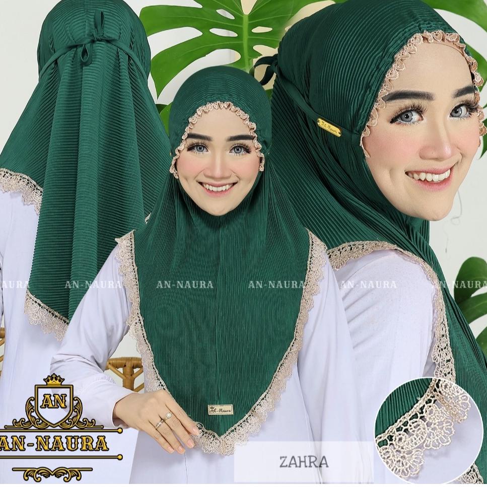 ✪ Jilbab plisket kerut renda zahra jersey terbaru / bergo plisket renda kerut murah / hijab jersey p