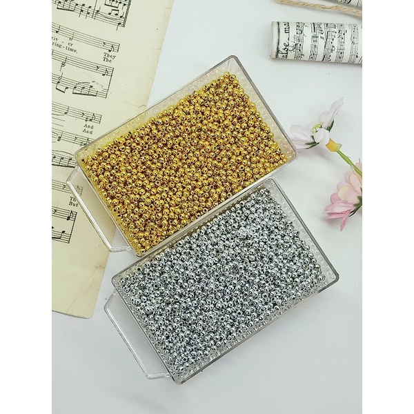 (20 gr) Mote jepang/mutiara jepang 3 mm gold, silver merk B&A