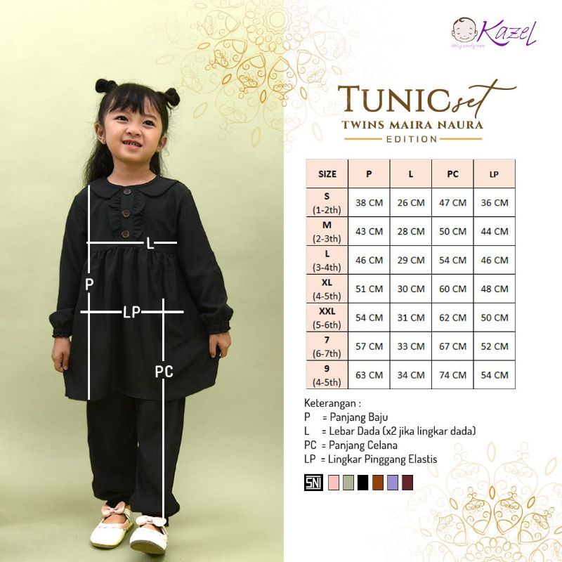 KAZEL TUNIC - STELAN ANAK | BAJU MUSLIM ANAK | SET MUSLIM ANAK