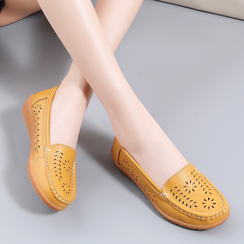 FOKU Sepatu Flat Wanita Sepatu Kulit Wanita Flatshoes Karet