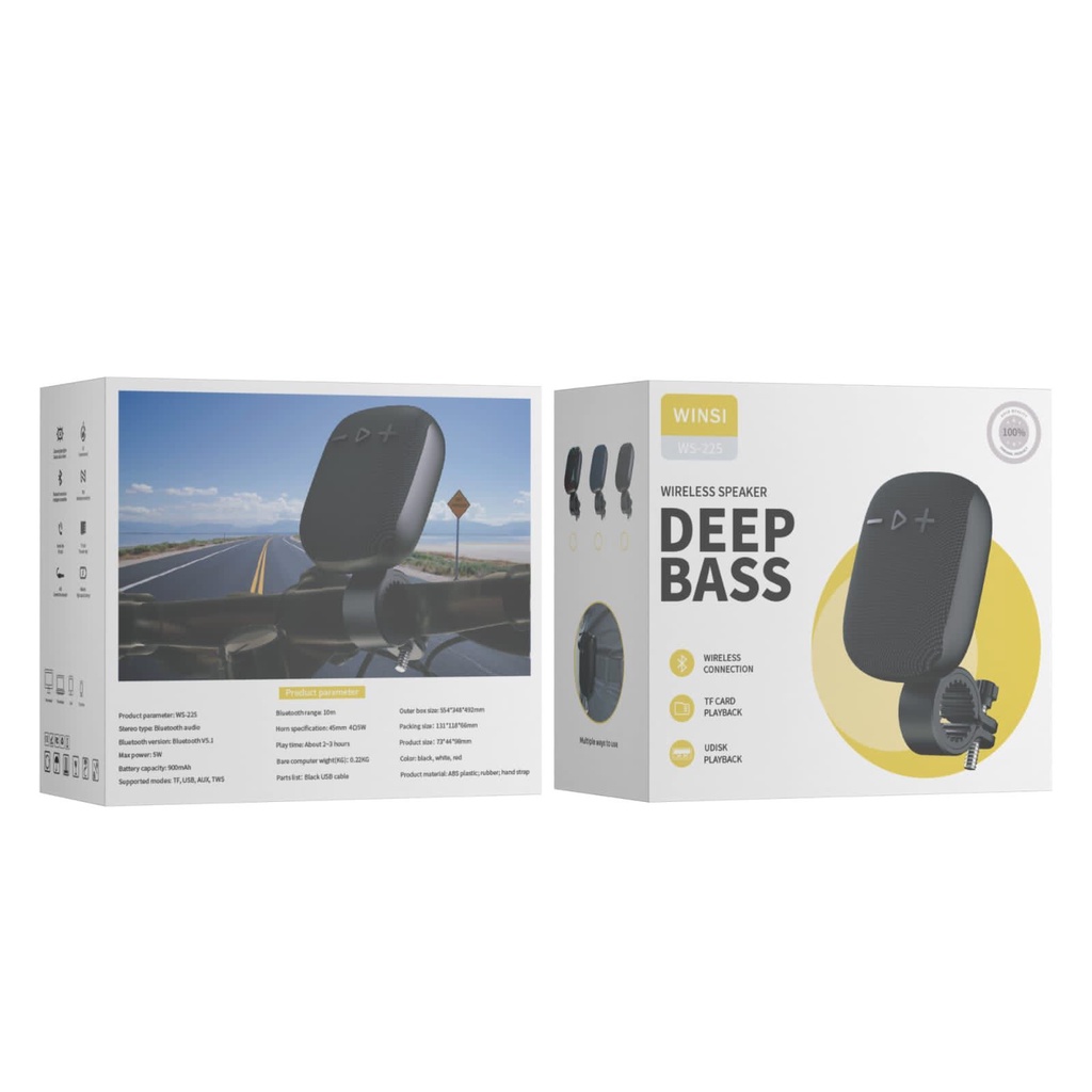 Speaker stang motor / sepeda WS-225 wireless speaker deep bass promo minigo