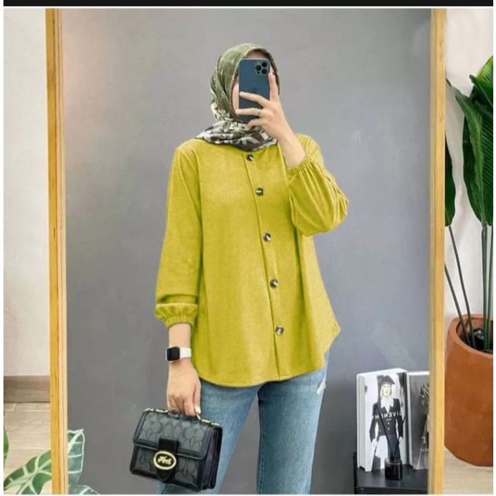 Kemeja wanita Terbaru / Outfit Wanita Ootd Hijab / Atasan Kemeja cringkle airflow