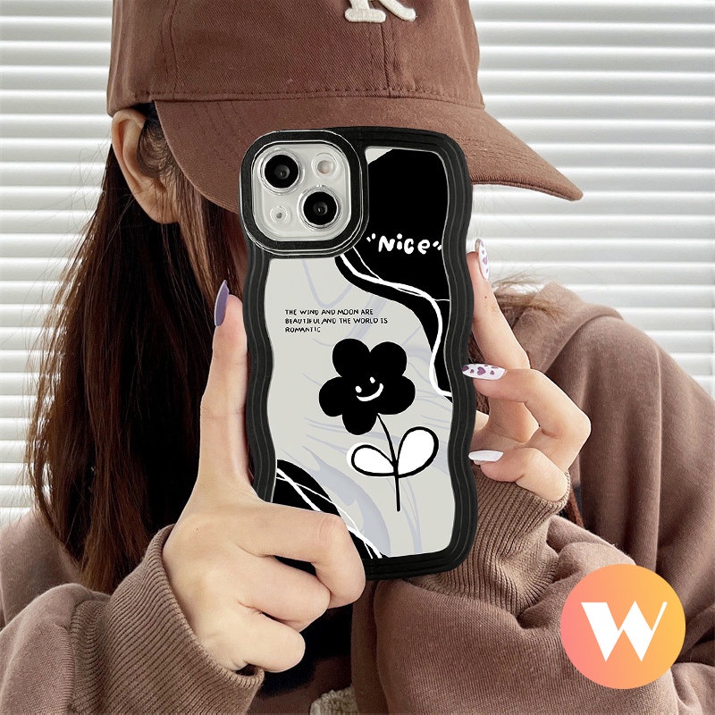 Realme C35 C11 C33 C25s C12 C21Y C25Y 8 9i 8Pro C30 C17 8i 5 C20 C20A 6i 7i 7 9Pro+9 5i 10 C15 C25 C3 Retro Wavy Edge Vintage Black Butterfly Flower Soft Tpu Case