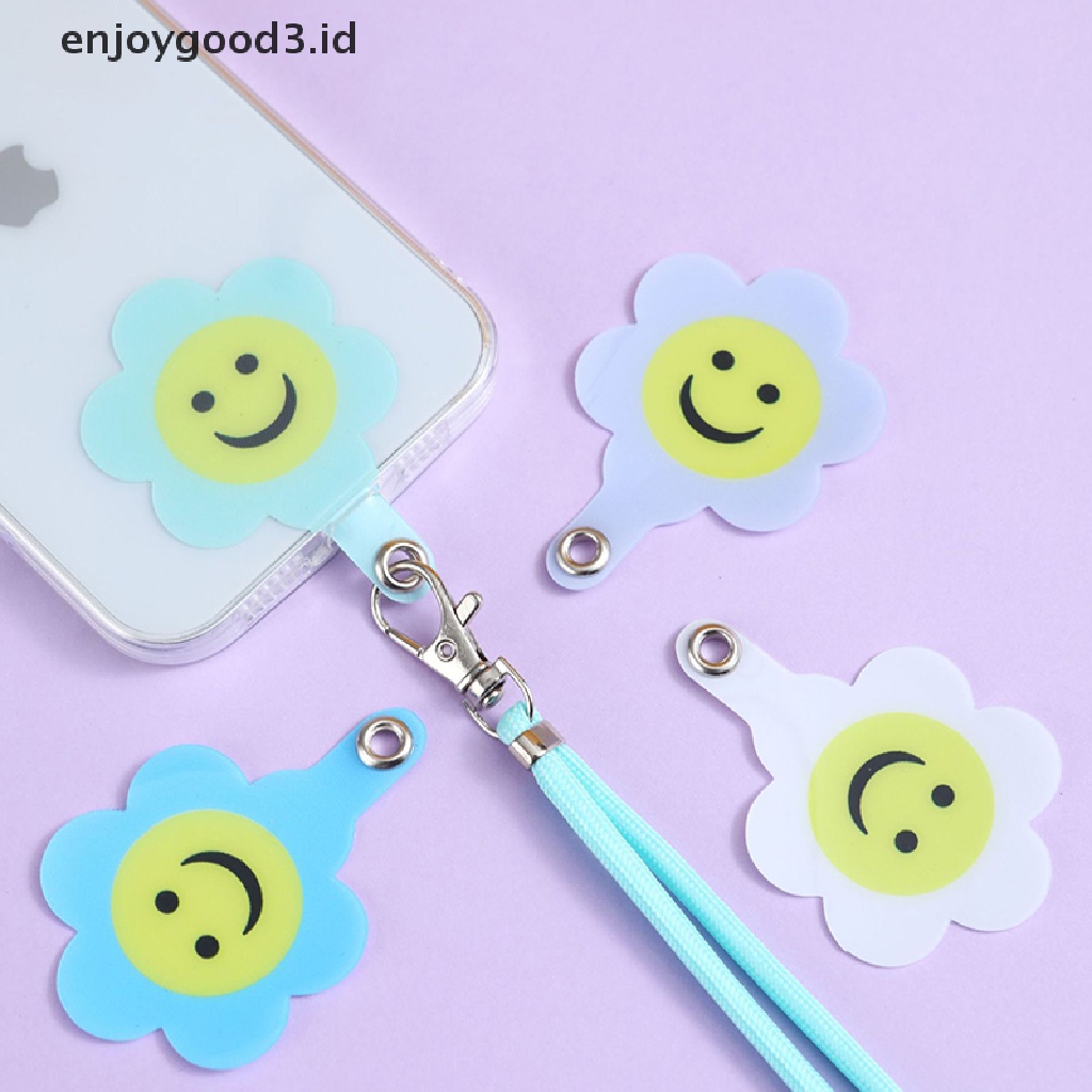 【 Rready Stock 】 Universal Mobile Phone Cute Smiley Face Fixed Connection Gasket Mobile Phone Lanyard Card Gasket Phone Hanging Cord Accessories （ ID ）