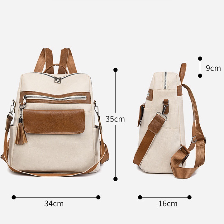 TAS RANSEL WANITA IMPORT KULIT KREM NICA TA730C3 BACKPACK KOREA GENDONG SEKOLAH KULIAH KERJA PUNGGUNG REMAJA KEKINIAN SIMPLE CEWEK MURAH PREMIUM BATAM