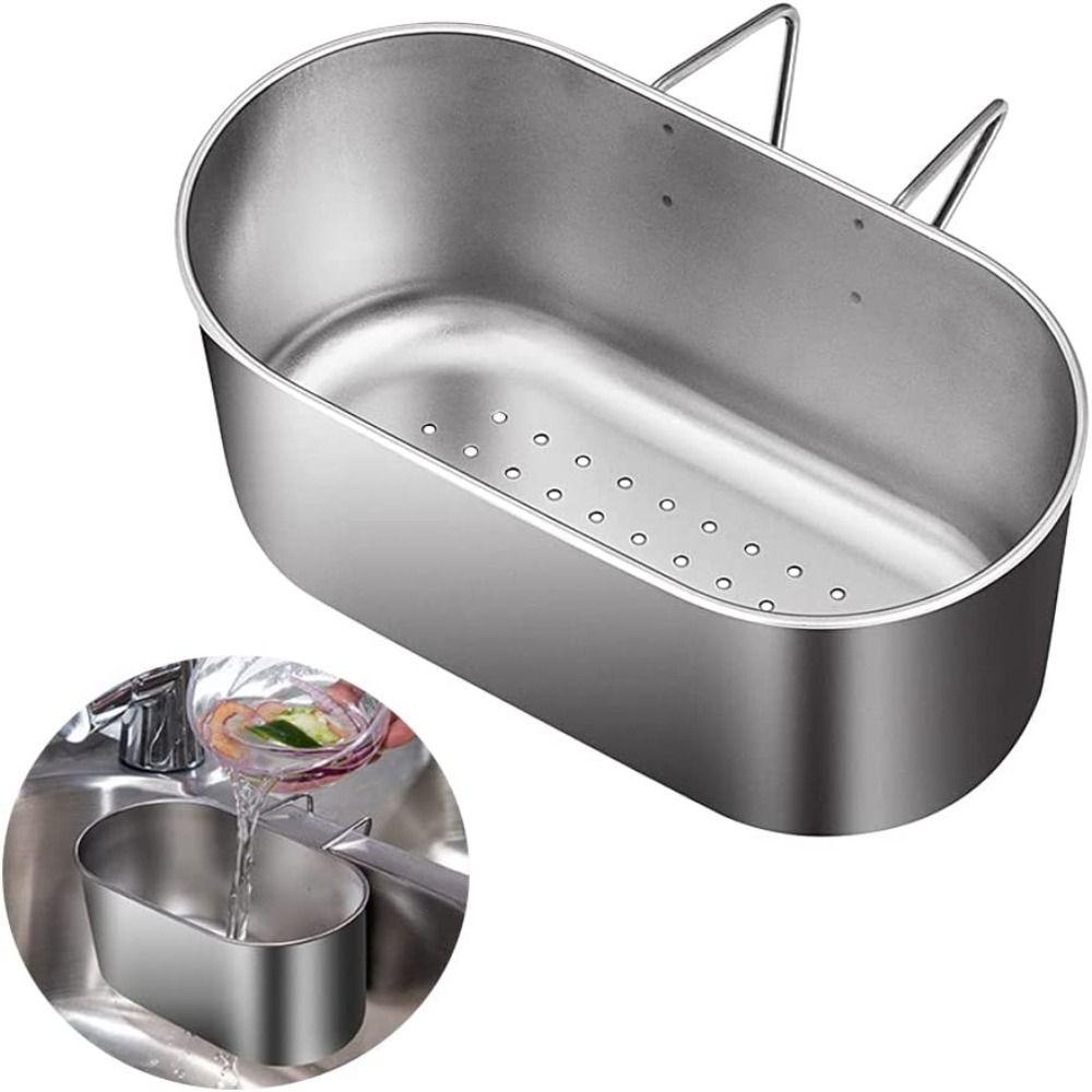 [Elegan] Rak Tiris Buah Sayur Stainless Steel Berbentuk Oval Hemat Tempat Pengeringan Wastafel Organizer