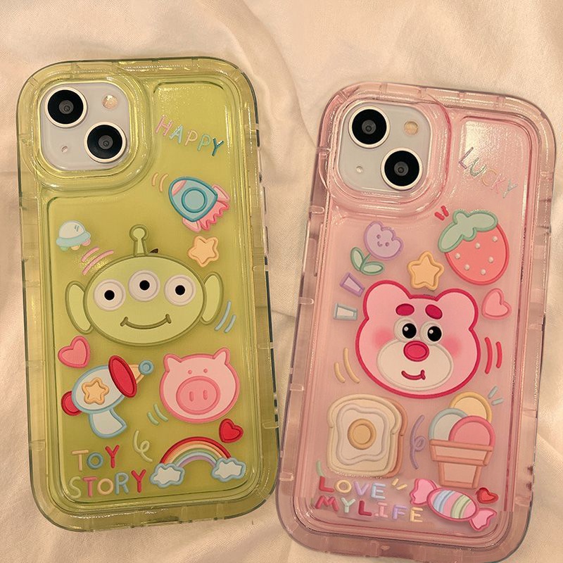IPHONE Casing Ponsel Lembut Lucu Kompatibel Untuk Iphone14 13 11 12 Pro XS Max X XR 7 8 Plus Casing Transparan TPU Silikon Shockproof Cover