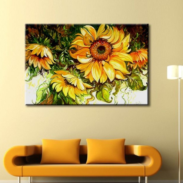 Lukisan dinding kanvas bunga matahari modern simple lukisan dinding kanvas minimalis modern dekorasi