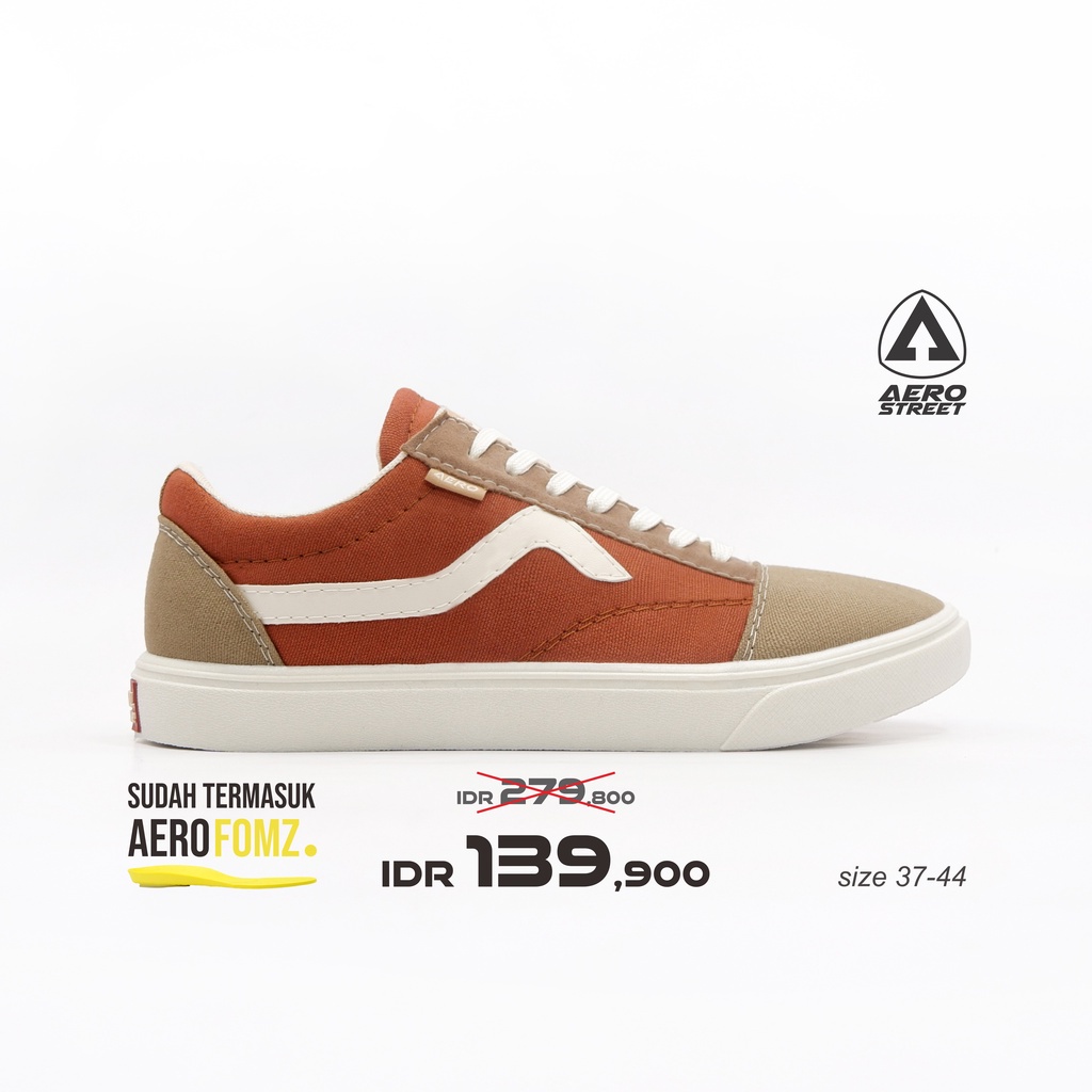 Aerostreet 37-44 Massive Merah Bata Coklat - Sepatu Sneakers Casual Sport Sekolah Pria Wanita Aero S