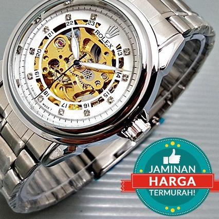 Gassssken gaesku Rolex Automatic Skeleton Transparan | Tali Rantai | Jam Tangan Pria Mesin Matic Oto